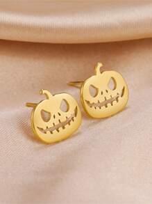1入組時尚搞笑萬聖節不銹鋼南瓜耳釘,合適的作為禮品適合女孩