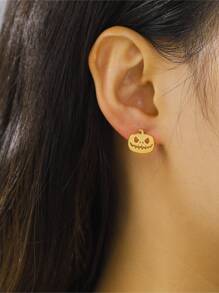 1入組時尚搞笑萬聖節不銹鋼南瓜耳釘,合適的作為禮品適合女孩