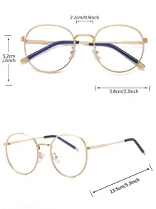 1/2 Pair Vintage Back To School Design Round Metal Frame Clear Lens Glasses, Suitable For Daily Office Commute - Vàng - Xem 4