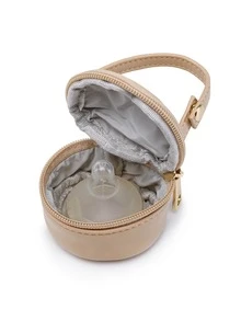 1pc Khaki Waterproof Pu Multi-functional Diaper Backpack With Pacifier Case, Can Be Hung On Stroller - Khaki - View 8