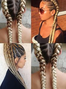 1 st lång syntetisk hårfläta - Multifärgad - Visa 2