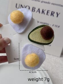 2入組女士創意和可愛的毛毛蟲鳄梨和蛋型髮夾,適用於瀏海,非常適合ins風格攝影