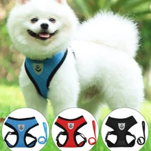 1套胸部和背部掛鈎帶,網狀材料,適用於戶外狗的散步 - 藍色 - 查看 1