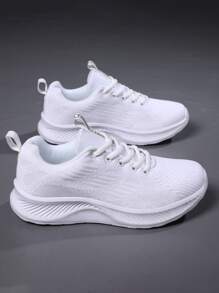 女士轻便透气网眼休闲运动鞋，时尚百搭新款，防滑，适合春夏季 - 白色 - 查看 4