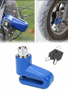 1pc Blue/Black Mountain Bike Lock Disc Brake Lock For Motorcycle, E-Bike Anti-Theft Disc Lock Accessories - Blue - View 1