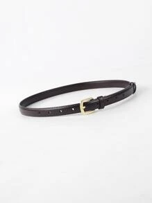 1 件女士休闲装饰咖啡色牛仔裤，复古、时尚、百搭，配有腰带，适合日常穿着万圣节 - 咖啡 - 查看 3