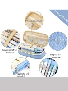 卡哇伊铅笔盒大容量铅笔袋收纳盒适用于女孩办公室学生文具收纳盒学校用品、铅笔袋、书包