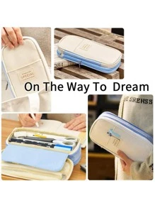 卡哇伊铅笔盒大容量铅笔袋收纳盒适用于女孩办公室学生文具收纳盒学校用品、铅笔袋、书包