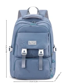 Fashionable Cartoon Printed Backpack With Letter Decoration And Large Capacity - Blue - View 2