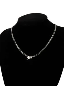 1入組個性化男士不銹鋼姓名吊墜項鍊合適的適用於情侶作為禮物 - 銀色 - 查看 8