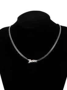 1入組個性化男士不銹鋼姓名吊墜項鍊合適的適用於情侶作為禮物 - 銀色 - 查看 2