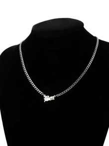 1入組個性化男士不銹鋼姓名吊墜項鍊合適的適用於情侶作為禮物 - 銀色 - 查看 4