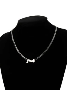 1入組個性化男士不銹鋼姓名吊墜項鍊合適的適用於情侶作為禮物 - 銀色 - 查看 5