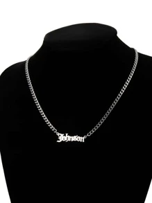 1入組個性化男士不銹鋼姓名吊墜項鍊合適的適用於情侶作為禮物 - 銀色 - 查看 6