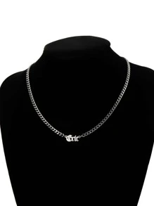 1入組個性化男士不銹鋼姓名吊墜項鍊合適的適用於情侶作為禮物 - 銀色 - 查看 7