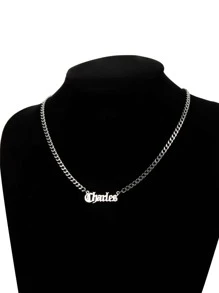 1入組個性化男士不銹鋼姓名吊墜項鍊合適的適用於情侶作為禮物 - 銀色 - 查看 10