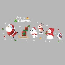 1set/2pcs Christmas Cartoon Santa Claus Glass Door And Window Decoration Stickers For Shop Display And Wall Decor - Multicolor - View 6