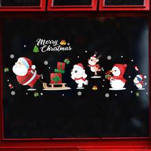 1set/2pcs Christmas Cartoon Santa Claus Glass Door And Window Decoration Stickers For Shop Display And Wall Decor - Multicolor - View 5
