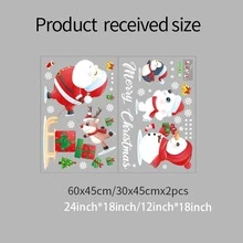 1set/2pcs Christmas Cartoon Santa Claus Glass Door And Window Decoration Stickers For Shop Display And Wall Decor - Multicolor - View 7