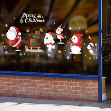1set/2pcs Christmas Cartoon Santa Claus Glass Door And Window Decoration Stickers For Shop Display And Wall Decor - Multicolor - View 3