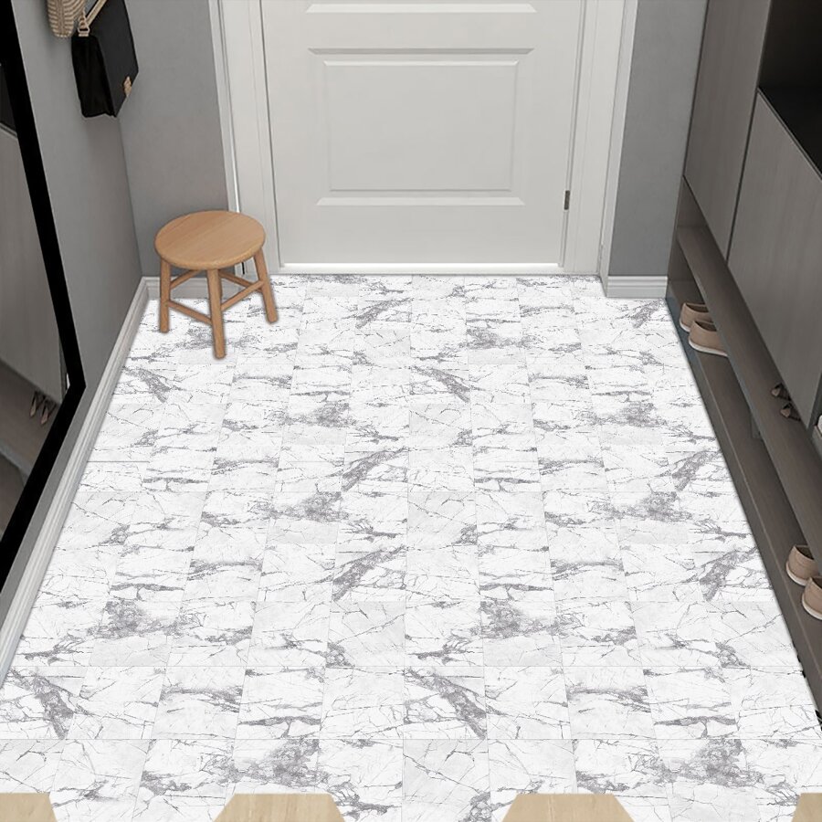 1套10pcs自黏式可拆卸瓷磚地板裝飾貼紙,現代風格的方形防水大理石紋牆貼紙適用於家居裝飾 - 彩色 - 查看 1