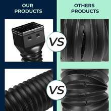 2 Packs Rain Gutter Downspout Extensions Flexible, Drain Downspout Extender, Extendable from 21" to 60", Black - Black - View 2