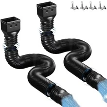 2 Packs Rain Gutter Downspout Extensions Flexible, Drain Downspout Extender, Extendable from 21" to 60", Black - Black - View 1
