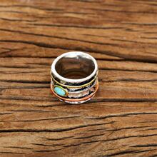 Bohemian Turquoise Ring For Women And Men, Vintage Style Finger Ring, Fashionable Jewelry Accessory For Party & Wedding - Silver - View 6