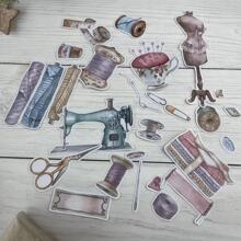 10款復古縫紉貼紙套裝,適用於剪貼簿、日誌、計劃書、相片集、雜誌、diy製卡、裝飾 - 金色 - 查看 3