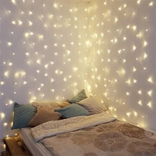 1 件 200 LED 2m*2m 串窗帘灯，适用于小路、草坪、露台、甲板、走廊、庭院、卧室、客厅、派对、婚礼、家居、节日装饰 - 彩色 - 查看 2