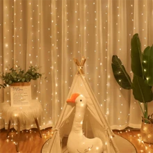 1 件 200 LED 2m*2m 串窗帘灯，适用于小路、草坪、露台、甲板、走廊、庭院、卧室、客厅、派对、婚礼、家居、节日装饰 - 彩色 - 查看 6