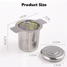 1pc Reusable Stainless Steel Tea Strainer With Lid, For Loose Leaf Tea Spice Coffee Filtering Tool Back To School - Silver - View 3