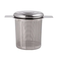 1pc Reusable Stainless Steel Tea Strainer With Lid, For Loose Leaf Tea Spice Coffee Filtering Tool Back To School - Silver - View 7