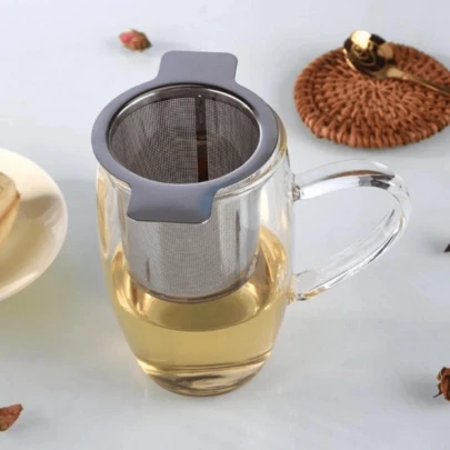 1pc Reusable Stainless Steel Tea Strainer With Lid, For Loose Leaf Tea Spice Coffee Filtering Tool Back To School