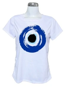 Playera camiseta sublimada ojo turco abtracto buena suerte acuarela - Blanco - Ver 1