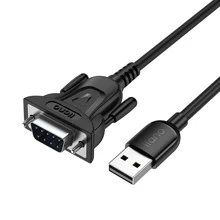 Llano USB 至 RS232 COM 串行 PDA9 DB9 针电缆适配器，带 PL2303 芯片组，连接计算机考勤收银机打印编程机，适用于条码扫描仪/POS/打印机/调制解调器-3.9 英尺 - 黑色 - 查看 1