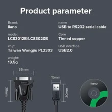 Llano USB 至 RS232 COM 串行 PDA9 DB9 针电缆适配器，带 PL2303 芯片组，连接计算机考勤收银机打印编程机，适用于条码扫描仪/POS/打印机/调制解调器-3.9 英尺 - 黑色 - 查看 8