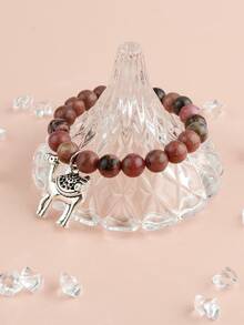 1入可愛的天然石頭和珠子手鐲,帶有駱駝吊墜,男女通用,適合日常穿著和節日