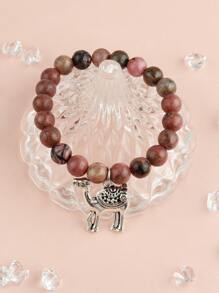 1入可愛的天然石頭和珠子手鐲,帶有駱駝吊墜,男女通用,適合日常穿著和節日