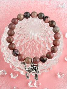 1入可愛的天然石頭和珠子手鐲,帶有駱駝吊墜,男女通用,適合日常穿著和節日