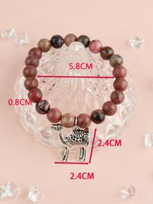 1入可愛的天然石頭和珠子手鐲,帶有駱駝吊墜,男女通用,適合日常穿著和節日
