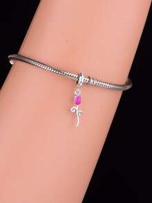 1個時尚925純銀製玫瑰形吊墜珠子,可用於diy、周年慶、婚禮、節日禮物等,適合女性