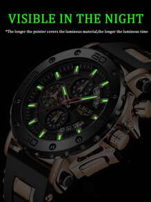 LIGE Round Dial Quartz Watch - Black - View 8