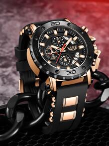 LIGE Round Dial Quartz Watch - Black - View 3