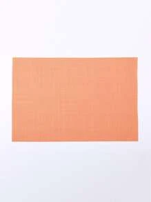 Simple Solid Color Pvc Placemat For Home Dining Table With Thick Woven Insulating Layer, Waterproof Western Mat For Cups And Dishes, Brown - Orange - View 7