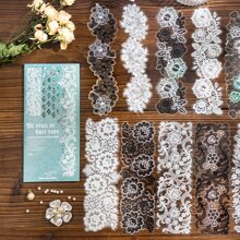 have a good day 10入組/包復古黑白花邊圖案貼紙,適用於剪貼簿、日記、美學筆記本和diy手工材料