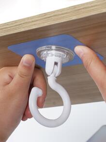 2入組強的膠黏劑天花板掛鉤帶可旋轉設計,多用途牆鉤適用於廚房和浴室,鑰匙和衣架 - 白色 - 查看 2