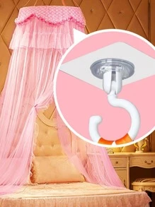 2入組強的膠黏劑天花板掛鉤帶可旋轉設計,多用途牆鉤適用於廚房和浴室,鑰匙和衣架 - 白色 - 查看 4