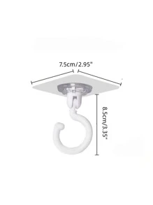 2入組強的膠黏劑天花板掛鉤帶可旋轉設計,多用途牆鉤適用於廚房和浴室,鑰匙和衣架 - 白色 - 查看 6