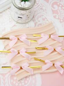 20pcs Ribbon Bowknot Adorned Seal Line For Candy, Small Cake, Cookie Packaging - Pink - View 3